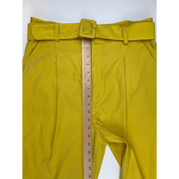 Anthropologie High Waist Pleated Trousers with Belt Limon Yellow Women's Size 8 - Picture 7 of 8